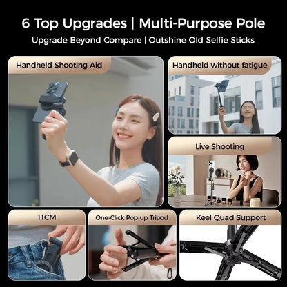 MagniSnap™ 4-in-1 Selfie Stick – Rotate, Snap, Shine